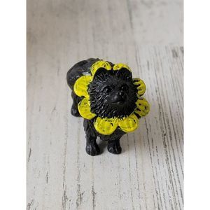 Mini Black Dog sunflower hat costume toy figure